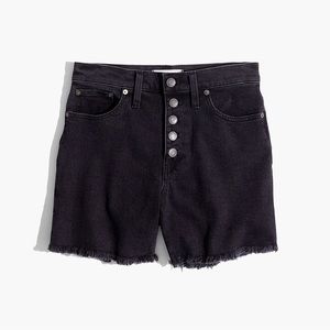 Madewell High Rise Denim Boyshorts Button Through Faded Black